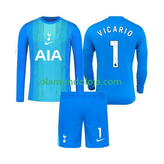 Camisola Tottenham Hotspur Guglielmo Vicario 1 Guarda-redes Criança Equipamento Segundo 2025-2026 Manga Comprida